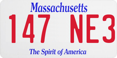 MA license plate 147NE3