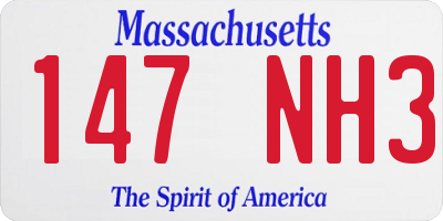 MA license plate 147NH3