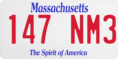 MA license plate 147NM3