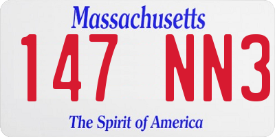 MA license plate 147NN3