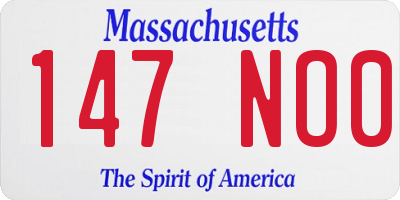 MA license plate 147NO0