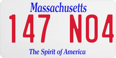 MA license plate 147NO4