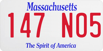 MA license plate 147NO5