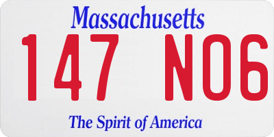 MA license plate 147NO6