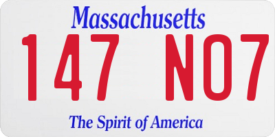 MA license plate 147NO7