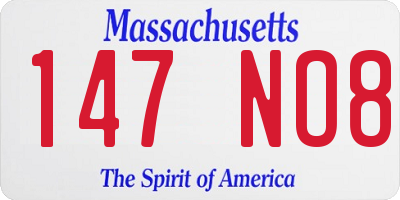 MA license plate 147NO8