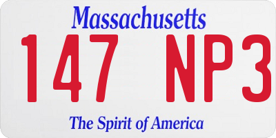 MA license plate 147NP3