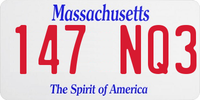 MA license plate 147NQ3