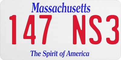 MA license plate 147NS3
