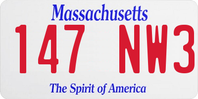 MA license plate 147NW3