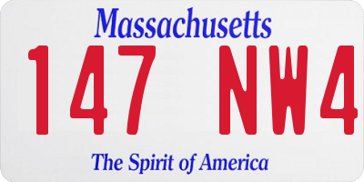 MA license plate 147NW4
