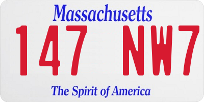 MA license plate 147NW7