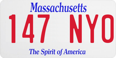 MA license plate 147NY0