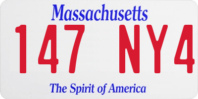 MA license plate 147NY4
