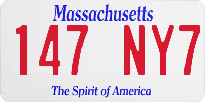 MA license plate 147NY7