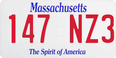 MA license plate 147NZ3