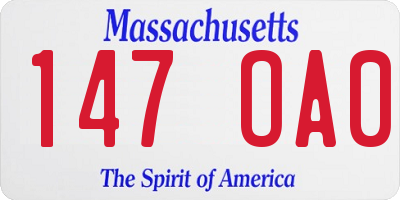 MA license plate 147OA0