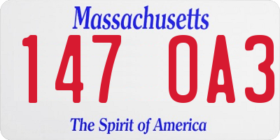 MA license plate 147OA3