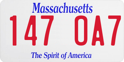 MA license plate 147OA7