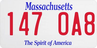 MA license plate 147OA8