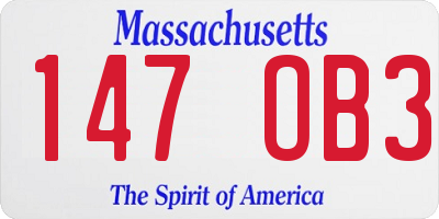 MA license plate 147OB3