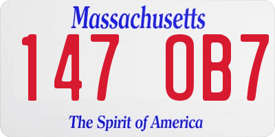 MA license plate 147OB7