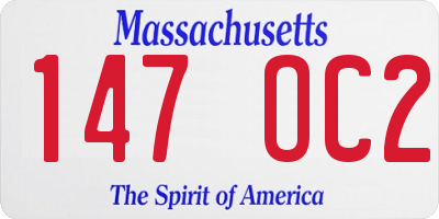 MA license plate 147OC2