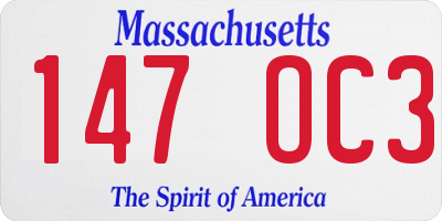 MA license plate 147OC3