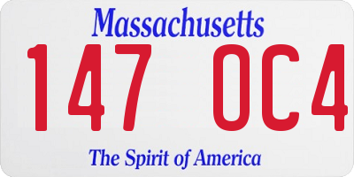 MA license plate 147OC4
