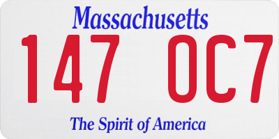 MA license plate 147OC7