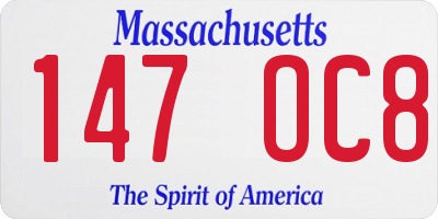 MA license plate 147OC8