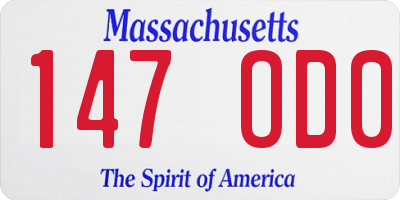 MA license plate 147OD0