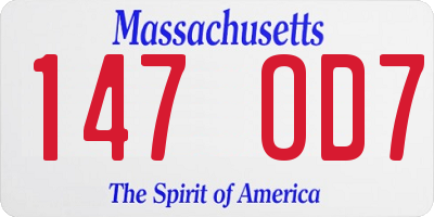 MA license plate 147OD7