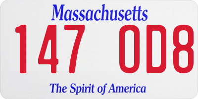 MA license plate 147OD8