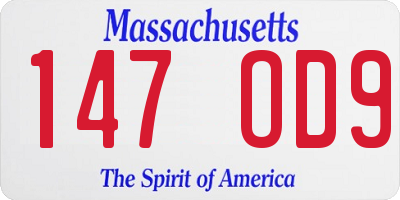 MA license plate 147OD9