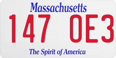 MA license plate 147OE3