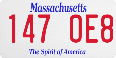 MA license plate 147OE8