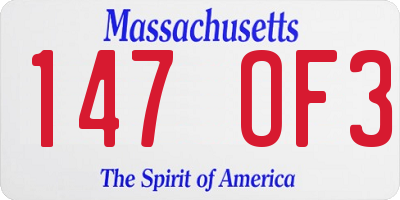 MA license plate 147OF3