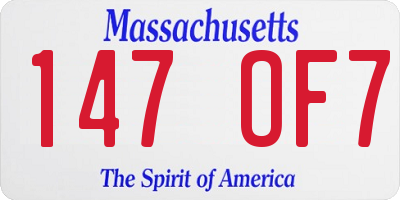 MA license plate 147OF7