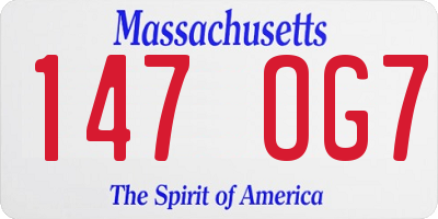 MA license plate 147OG7