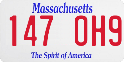 MA license plate 147OH9