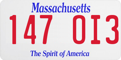MA license plate 147OI3