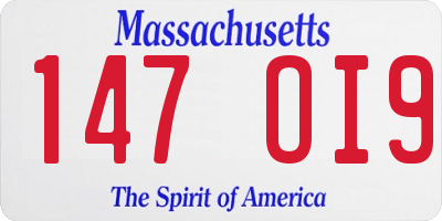 MA license plate 147OI9