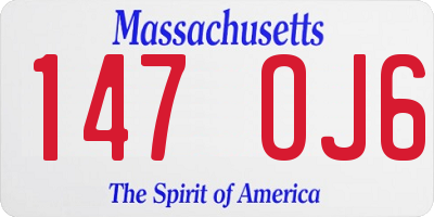 MA license plate 147OJ6