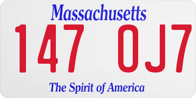 MA license plate 147OJ7