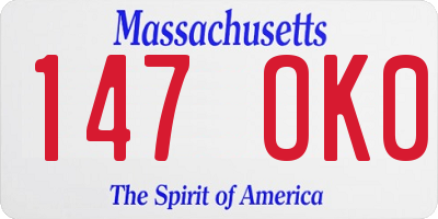 MA license plate 147OK0