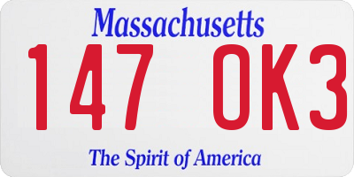 MA license plate 147OK3