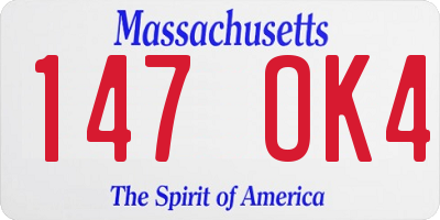 MA license plate 147OK4