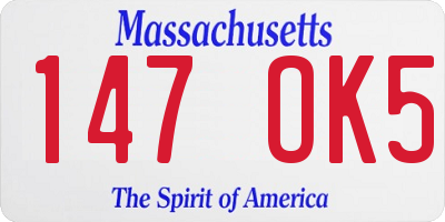 MA license plate 147OK5