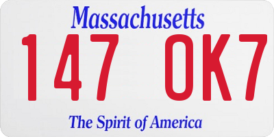 MA license plate 147OK7